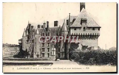 Cartes postales Langeais L et L Chateau cote Ouest et cour interieure