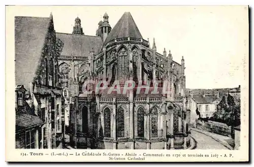 Cartes postales Tours L et L La Cathedrale St Gatien Abside Commencee en 1170 et terminee en 1167 St Gatien Cath