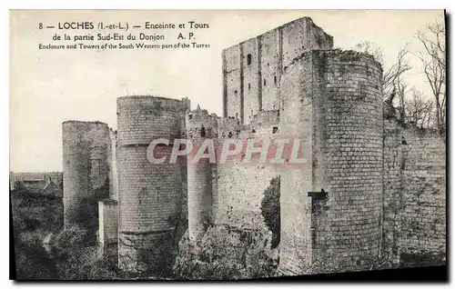 Cartes postales Loches L et L Enceinte et Tours de la partie Sud Est du Donjon