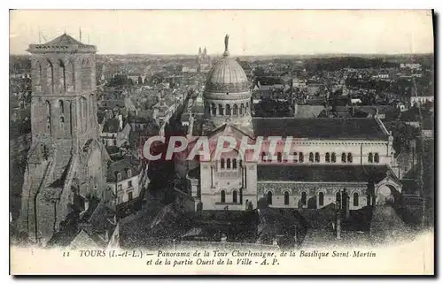 Cartes postales Tours L et L Panorama de la Tour Charlemagne de la Basilique Saint Martin et de la Partie Ouest