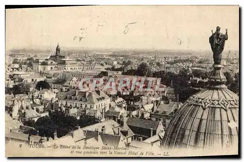 Ansichtskarte AK Tours Le Dome de la Basilique Saint Martin et vue generale vers le Nousel Hotel de Ville