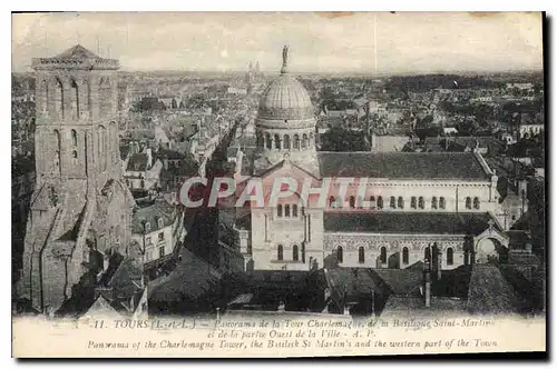 Ansichtskarte AK Tours I et L panorama de la Tour Charlemagne de la Basilique Saint Marlin et de la Partie Ouest