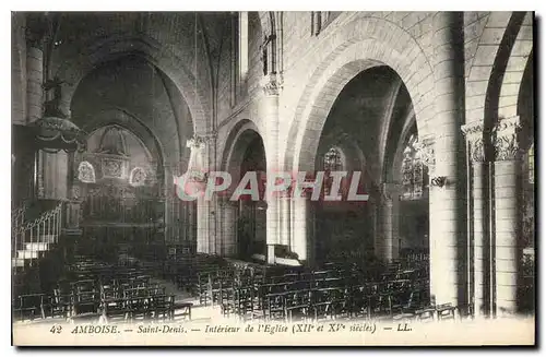 Cartes postales Amboise Saint Denis Interieur de l'Eglise XII et XV siecle