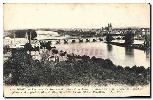 Ansichtskarte AK Tours Vue prise du Nord Ouest rives de la Loire en amont du Pont Bonaparte Pont de Pierre et Pon