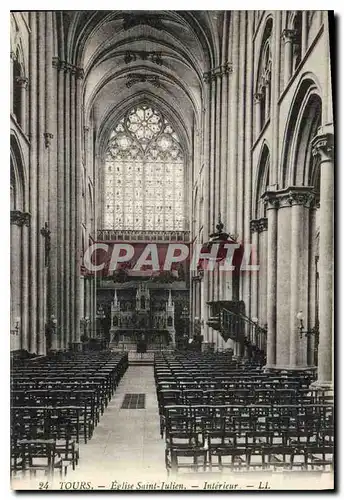 Cartes postales Tours Eglise Saint Julien Interieur