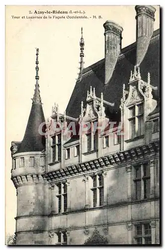 Cartes postales Azay le Rideau I et L Tour et Lucarnes de la Facade Occidentale