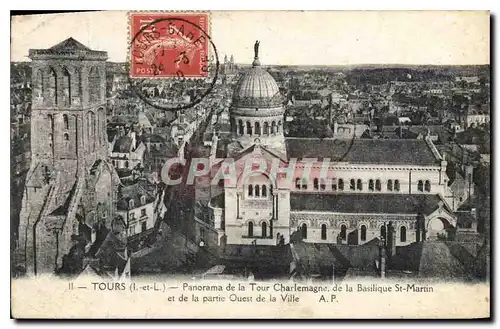 Ansichtskarte AK Tours I et L Panorama de la Tour Charlemagne de la Basilique St Martin et de la Partie Ouest de