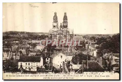 Ansichtskarte AK Tours La Tour Nord et la Tour Sud et la parti Est de la Ville St Gatien Cathedrale