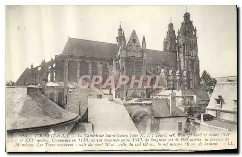 Cartes postales Tours I et L la Cathedrale Saint Gatien Cote N E Tours nef tsansept nord et abside XII et XVI si