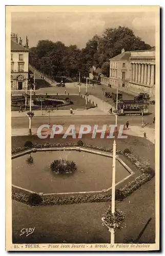 Cartes postales Tours Place Jean jaure a droite le Palais de Justice