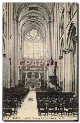 Cartes postales Tours Eglise Saint Julien Interieur