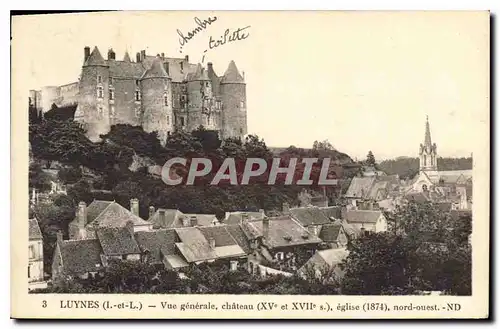 Cartes postales Luynes I et L vue generale Chateau XV et XVII S Eglise 1874 nord ouest