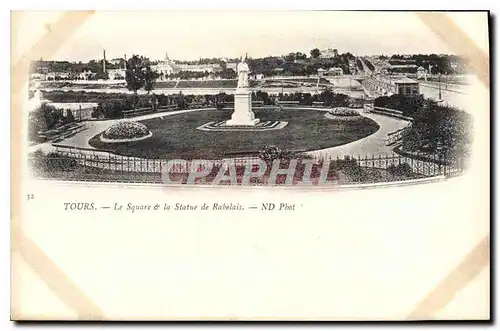 Cartes postales Tours le Square et la statue de Rabelais