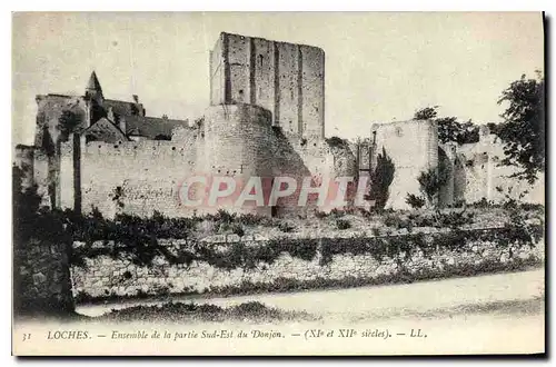 Cartes postales Loches Ensemble de la Partie Sud Est du Donjon XI et XII siecle