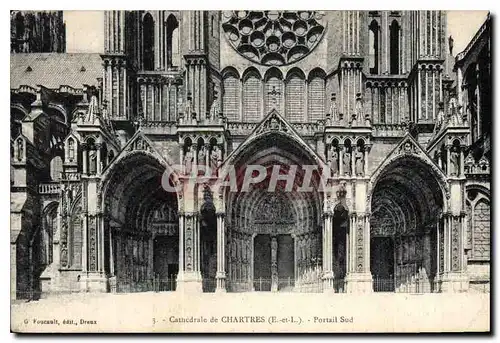 Cartes postales Cathedrale de Chartres E et I Portail Sud