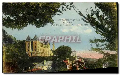 Cartes postales Les Basses Pyrenees Pau le Chateau Henri IV vue du Parc