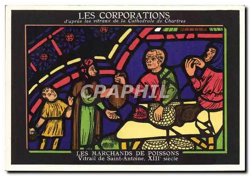 Cartes postales Les Corporations d'apres les vitraux de la Cathedrale de Chartres Les Marchands de Poissons Vitr