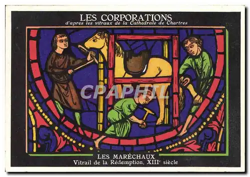 Ansichtskarte AK Les Corporations d'apres les vitraux de la Cathedrale de Chartres Les Marechaux Vitrail de la Re