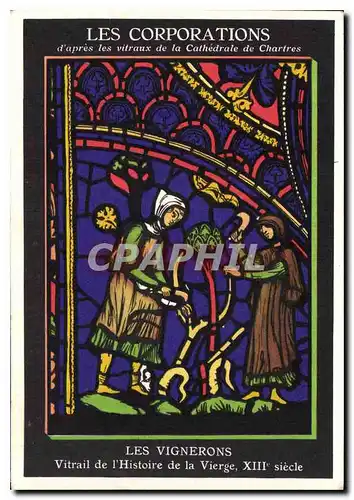 Cartes postales Les Corporations d'apres les vitraux de la Cathedrale de Chartres Les Vignerons Vitrail de l'His