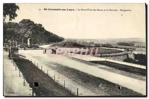 Cartes postales St Germain en Laye Le Rond Point des roses et la Terrasse Perspective