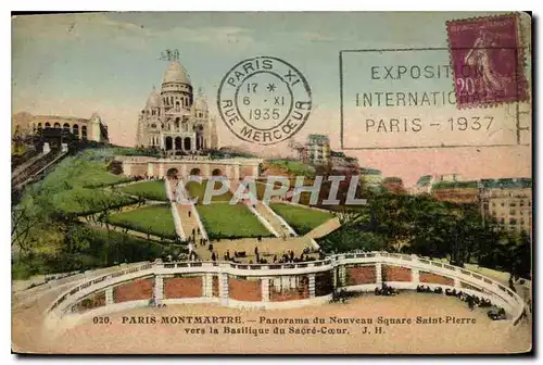 Cartes postales Paris Montmartre Panorama du Nouveau Square Saint Pierre vers la Basilique du Sacre Coeur