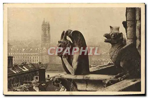 Ansichtskarte AK Paris en flanant Notre Dame de Paris Detail de la Facade Ouest Chimere A Gauche la Tour Saint Ja