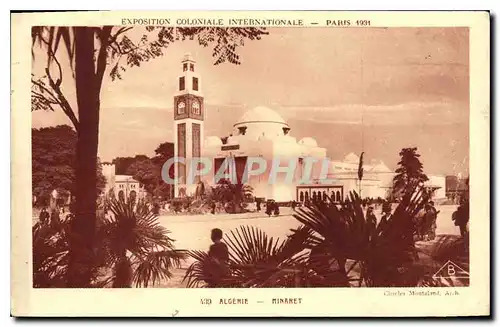 Cartes postales Exposition coloniale internationale Paris 1931 Algerie Minaret