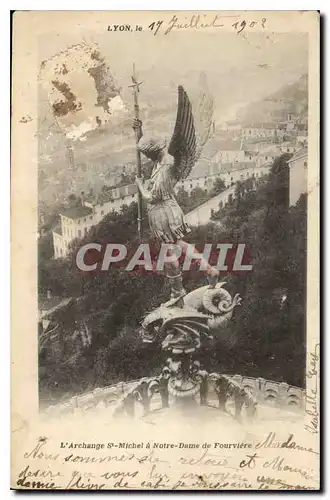 Cartes postales Lyon L'Archange St Michel a Notre Dame de Fourviere