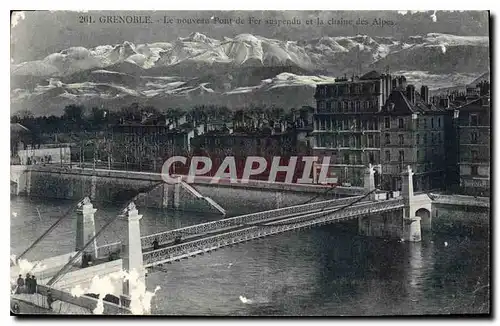 Ansichtskarte AK Grenoble Le nouveau Pont de Fer suspendu et la Chaine des Alpes
