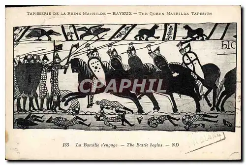 Cartes postales Tapisserie de la Reine Mathilde Bayeux La Bataille s'engage