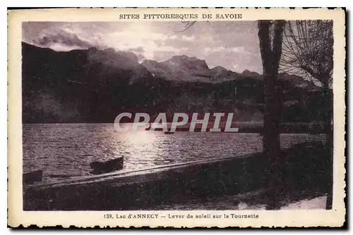 Cartes postales Sites Pittoresques de Savoie Lac d'Annecy Lever de soleil sur la Tournette