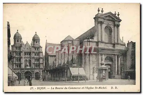 Cartes postales Dijon La Bourse du Commerse et l'Eglise St Michel