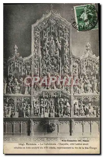 Cartes postales Rennes La Cathedrale Chapelle cote lateral droit