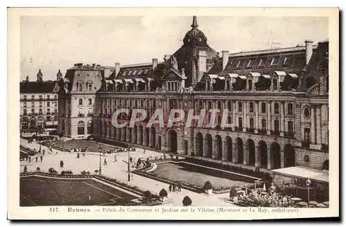 Ansichtskarte AK Rennes Palais du Commerce et Jardins sur la Vilaine