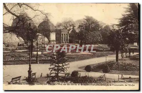 Cartes postales Rennes Jardin des Plantes Vue sur les Serres et le Jardin Francois