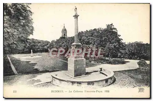 Cartes postales Rennes La Colonne Vanneau Papa 1830