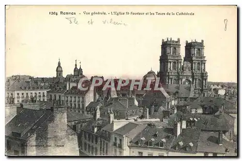 Ansichtskarte AK Rennes Vue generale L'Eglise St Sauveur et les Tours de la Cathedrale