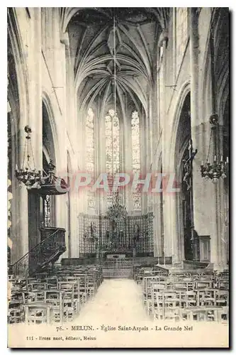 Cartes postales Melun Eglise Saint Aspais La Grande Nef