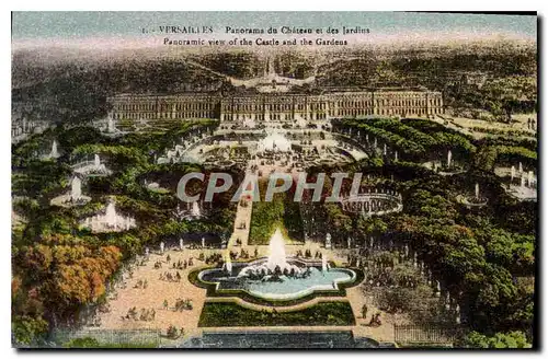 Cartes postales Versailles Panorama du Chateau et des Jardins