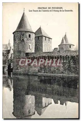 Cartes postales Chateau de Fougeres Les Tours de l'Entree et l'Etang de la Couarde