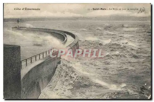 Ansichtskarte AK Saint Malo Le Mole un jour de Tempete