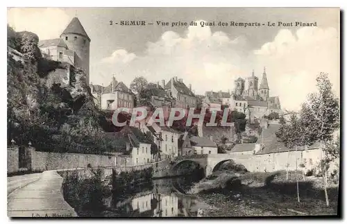 Cartes postales Semur Vue prise du Quai des Remparts Le Pont Pinard