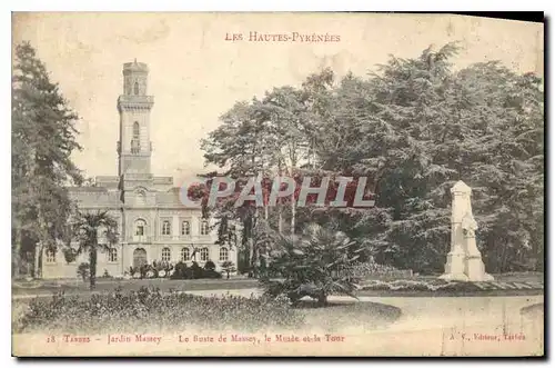 Cartes postales Tarbes Jardin Massey Le Buste de Massey le Musee et la Tour