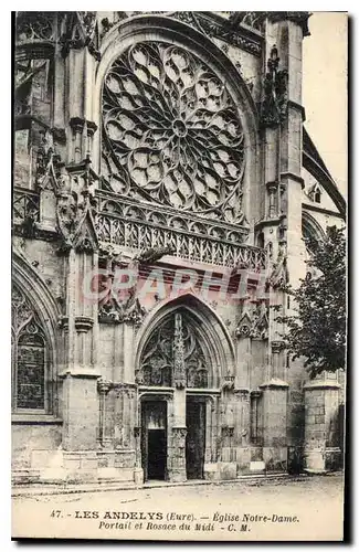 Cartes postales Les Andelys Eure Eglise Notre Dame Portail et Rosace du Midi