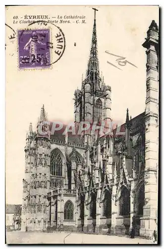 Cartes postales Evreux La Cathedrale Le Clocher et la Porte Nord