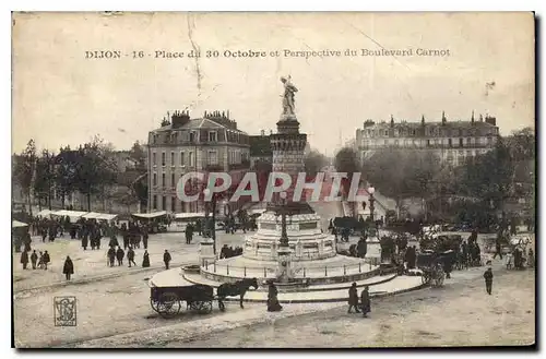 Cartes postales Dijon Place du Octobre et Perspective du Boulevard Carnot