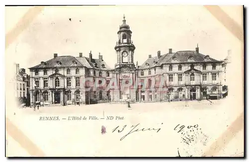 Cartes postales Rennes L'Hotel de Ville Carte 1900