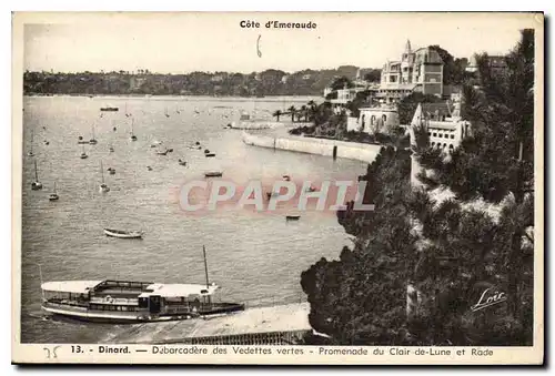 Cartes postales Dinard Debarcadere des Vedettes vertes Promenade du Clair de Lune et Rade