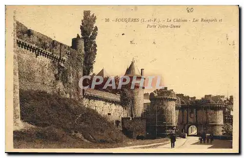 Cartes postales Fougeres Le Chateau Les Remparte et Porte Notre Dame