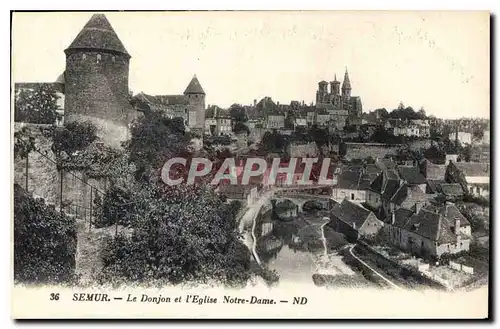 Ansichtskarte AK Semur Le Donjon et l'Eglise Notre Dame